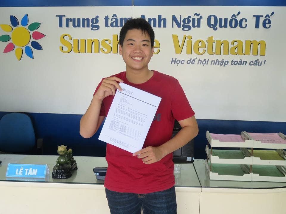 Visa du học Úc: Du học Sunshine Vietnam chúc mừng bạn Trịnh Đức Lâm đỗ visa du học Úc